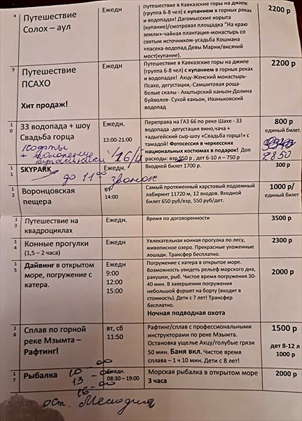 018-Список экскурсий
